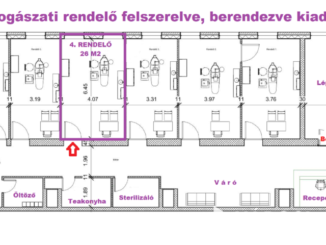 26 m2-es fogászati rendelő felszerelve, berendezve Újbudán